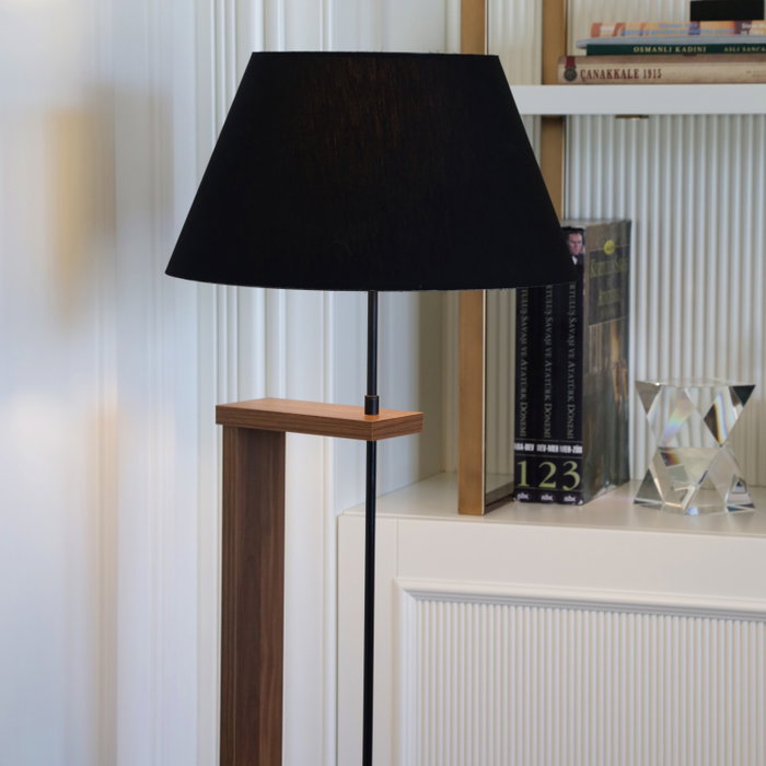 Opviq AYD-3130 Lámpara de Pie de Madera Negra